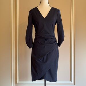 Zara Basic Navy Tulip Hem Faux Wrap Dress - Small